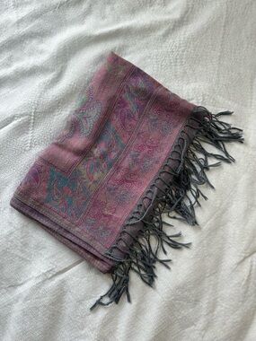 Purple Blue Toned Paisley Pashmina Scarf